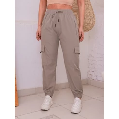 CALÇA FEMENINA DE CARGO ELASTANO COM ZIPER