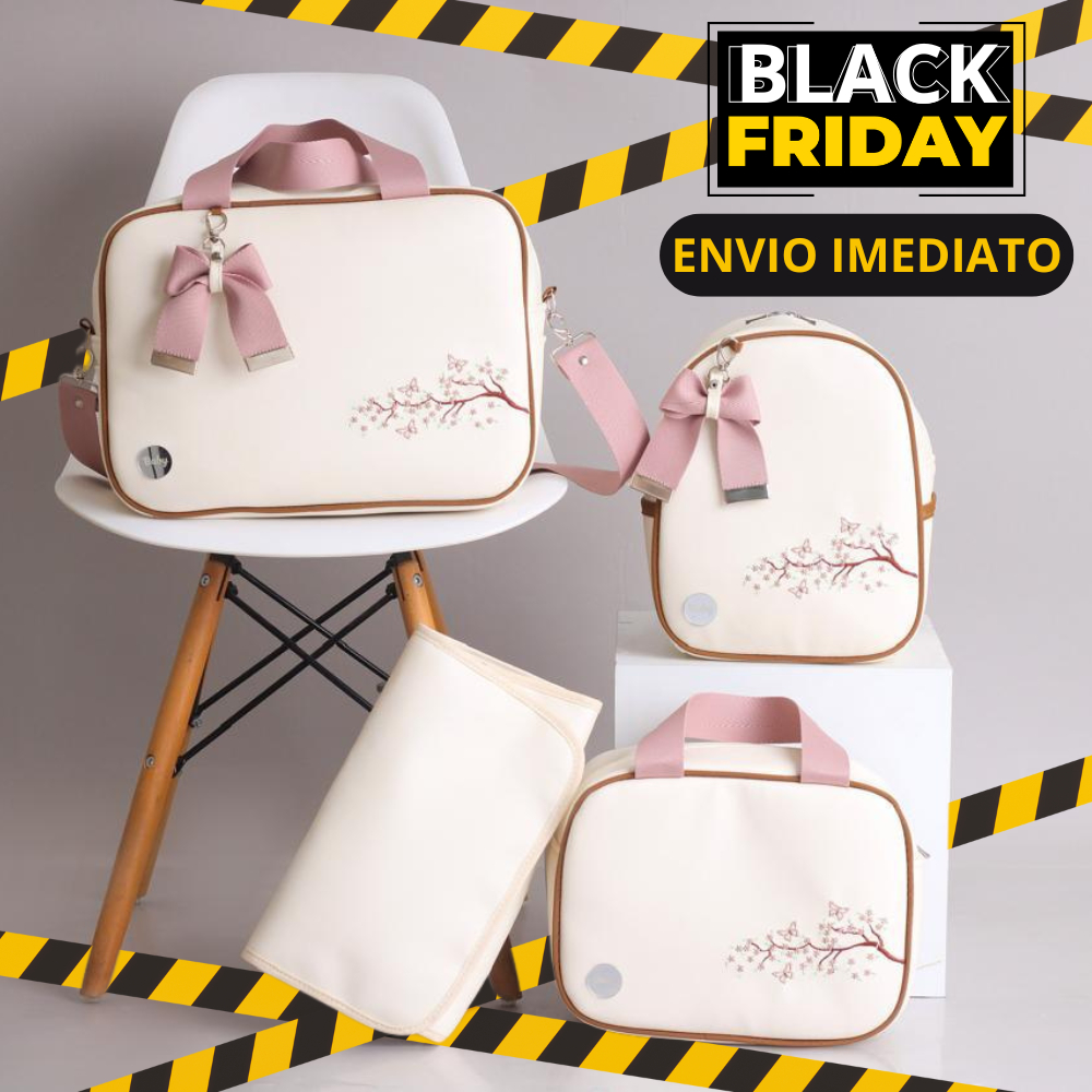 Bolsa Maternidade kit com 4 Peças impermeável Bordado Menina/Menino trocador
