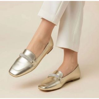 Sapatilha Feminina Confortável Luxo Sapato Feminino Mocassim Bico Quadrado Dourado Strass em Oferta na Shopee