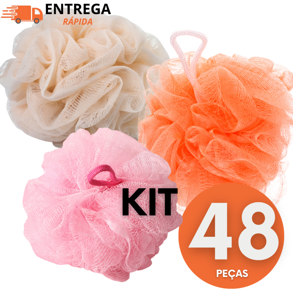 Kit 48 Esponja Para Banho Macia Com Cordinha Esfoliante Higiene Corporal Relaxante