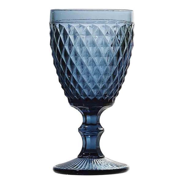 Taça de Vidro Azul 325ml Bico de Jaca /Diamond / Bico de Abacaxi – Taça para Vinho e Água