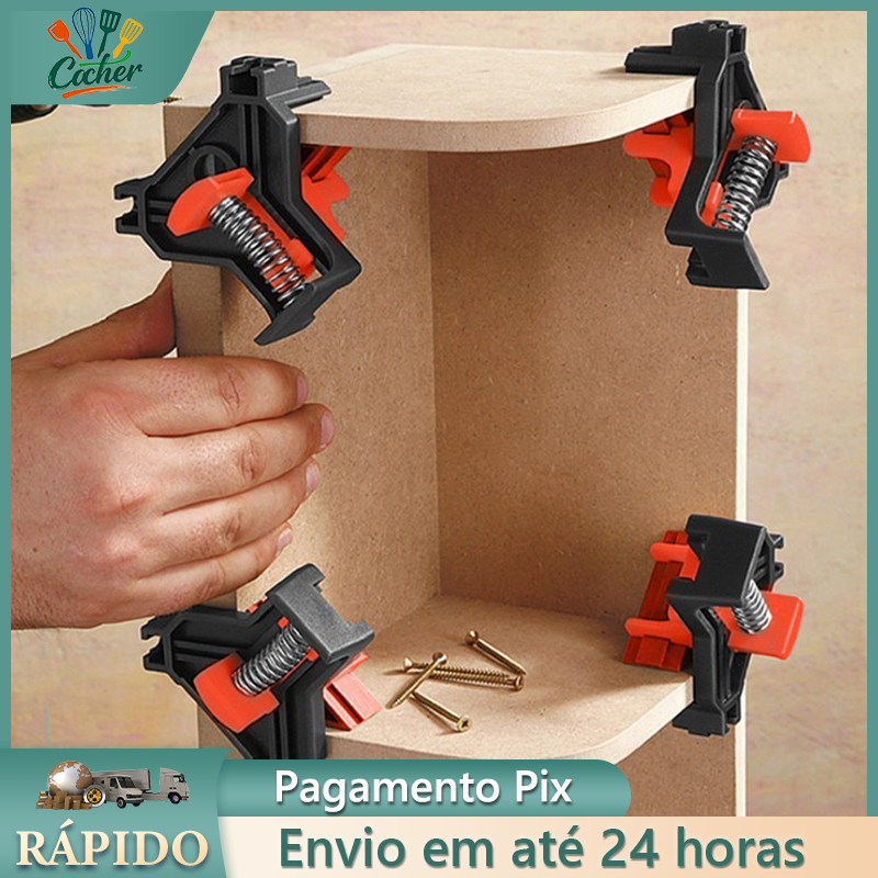 4 Peças Grampo de Canto Sargento Angular 90º Graus Aperto Rápido Marceneiro
