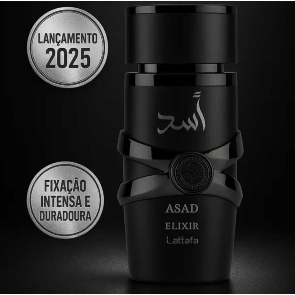 Perfume ASAD ELIXIR Árabe Lançamento Original - Lattafa - 100ml Puro Respeito, Elegância e Sedução