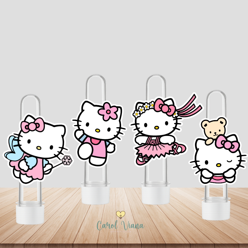 Aplique Tubete Hello Kitty Princesa | Topper de Papel - Aplique Lembrancinhas -  Festa Infantil - Hello Kitty Bailarina