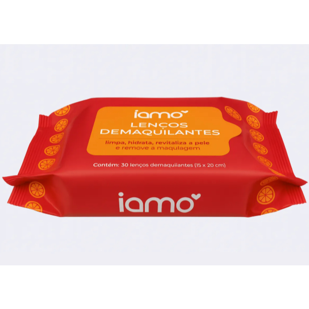 Lenço Demaquilante IAMO com VITAMINA C | Ilumina a Pele + Limpeza Profunda | Pele Radiante | 30 Un