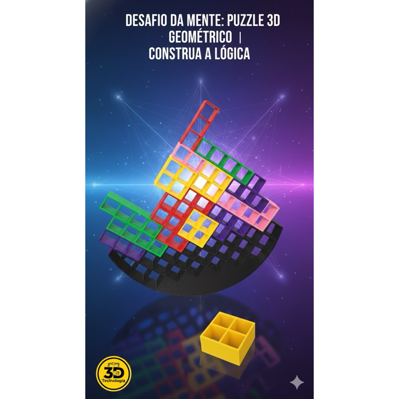 Puzzle 3D Cubo QI Colorido | Quebra Cabeça Desafio Encaixe Jogo Lógica