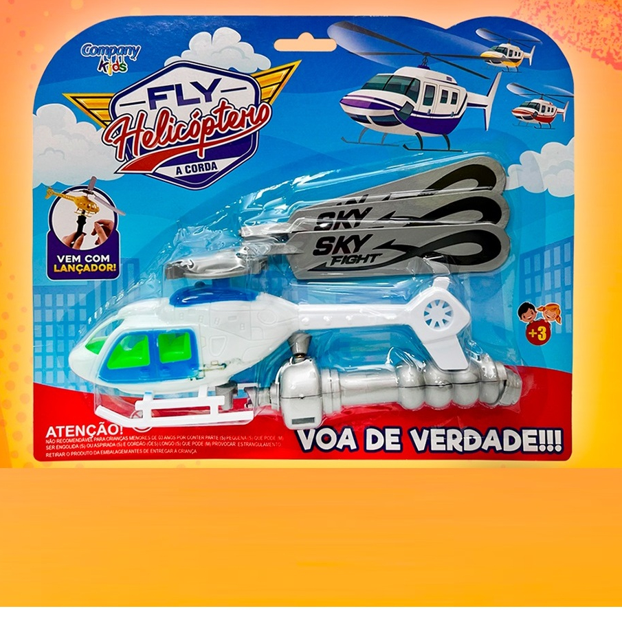 Helicóptero de Brinquedo Fly - Com LAnçador -A Corda - Voa de Verdade! em Oferta na Shopee