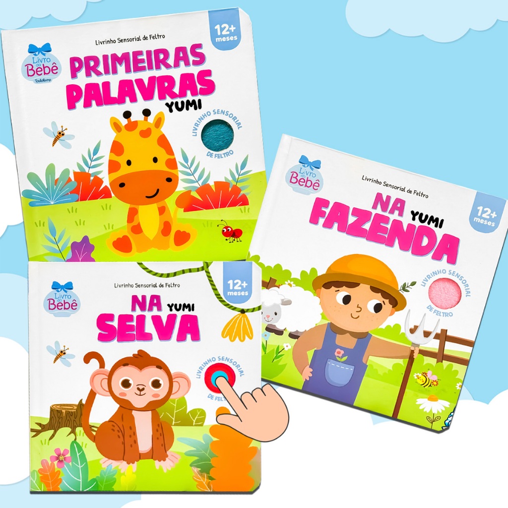 Coleção Livrinho Sensorial Toque E Sinta - Livro Para Bebê 0-1 Ano Texturas Macias De Feltro Capa Dura em Oferta na Shopee
