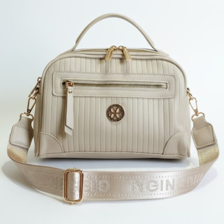 Bolsa Feminina de Ombro Transversal Elegante - Clutch Grande 28x30 - Estilo Blogueira Nude e Preta