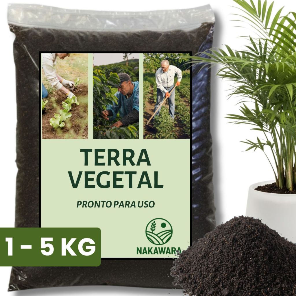 Terra Vegetal Adubada Orgânica 1kg a 5kg Pronta Plantio Vasos Hortas Jardins Flores Mudas