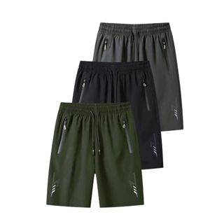 Bermudas Dry Fit Basica Casual Praia Academia Treino Bolsos Ziper em Oferta na Shopee
