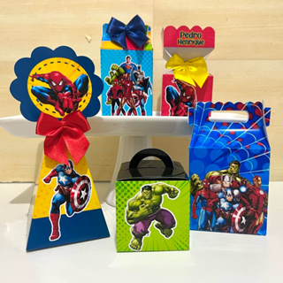 Kit Personalizados Herois Vingadores para Festa masculina Infantil Mimo/ Papelaria/ Caixinhas/ aniversário em Oferta na Shopee