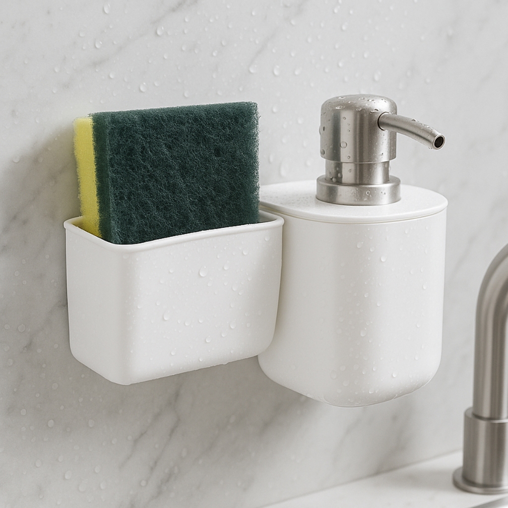 Porta Detergente e Bucha de Parede Adesivo 3M Suspensa Sem Furo Organizador Pia Cozinha Preto Branco em Oferta na Shopee