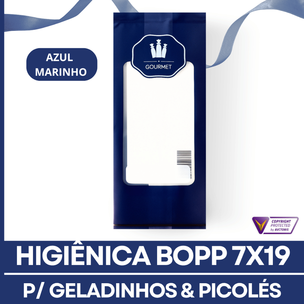 Embalagem BOPP Profissional - Geladinho Gourmet - 7x19 - Azul Escuro