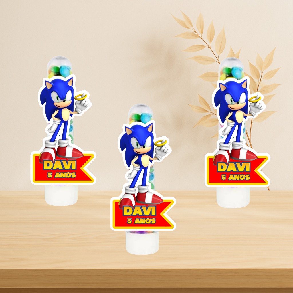 Aplique para Tubete Personalizado Sonic - aplique para tubete -  lembrancinha festa personalizada