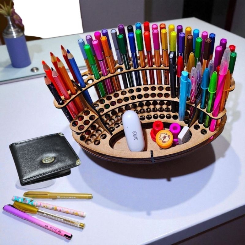 Organizador de Lapis e ou Canetas Pincel com Porta Treco Estante Multifuncional Mesa de Escritório em Oferta na Shopee