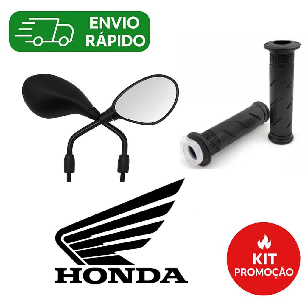 kit - Retrovisor Esportivo BMW GS650/F800 Rosca Honda + Par de Manopla c/ Roldana
