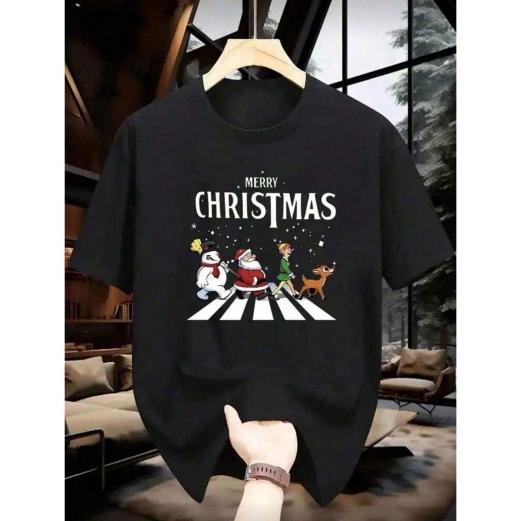 Camiseta Unissex De Natal Merry Christimas Abbey Road Cd Os Beatles