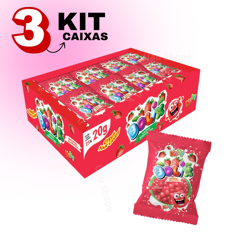 Bolix Sabor Morango Azedinha Caixa Display Com 25 Unidades de 20g em Oferta na Shopee