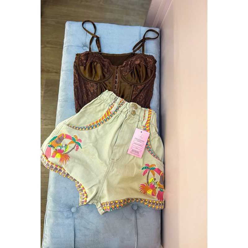 SHORT INSPIRAÇÃO FARM MARROM em Oferta na Shopee