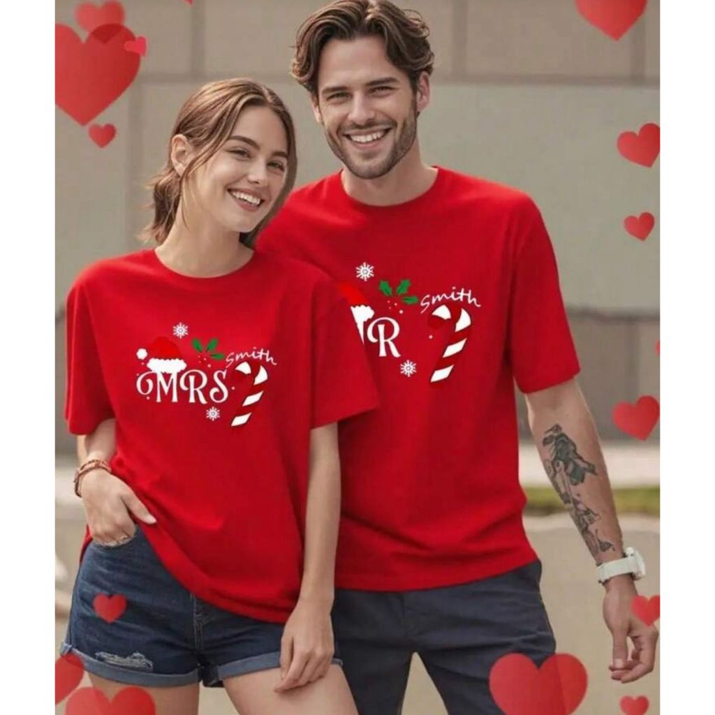 Kit De Camisetas Conjunto De Casal Natal Natalino Merry Chrisman