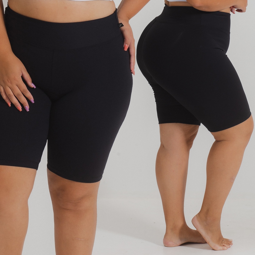 Bermuda Ciclista Básica Fitness Cintura Alta Sem Transparência Plus Size P ao G5 Curve em Oferta na Shopee