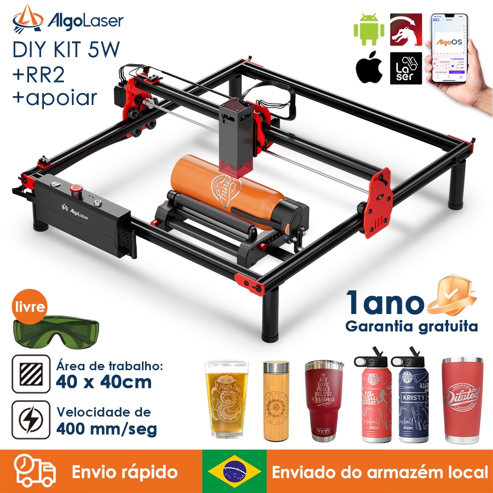 AlgoLaser DIY KIT 72W Rotary Set Gravadora A Laser Área 40*40 cm Impressora A Gravador Corte Laser Máquina De Gravação