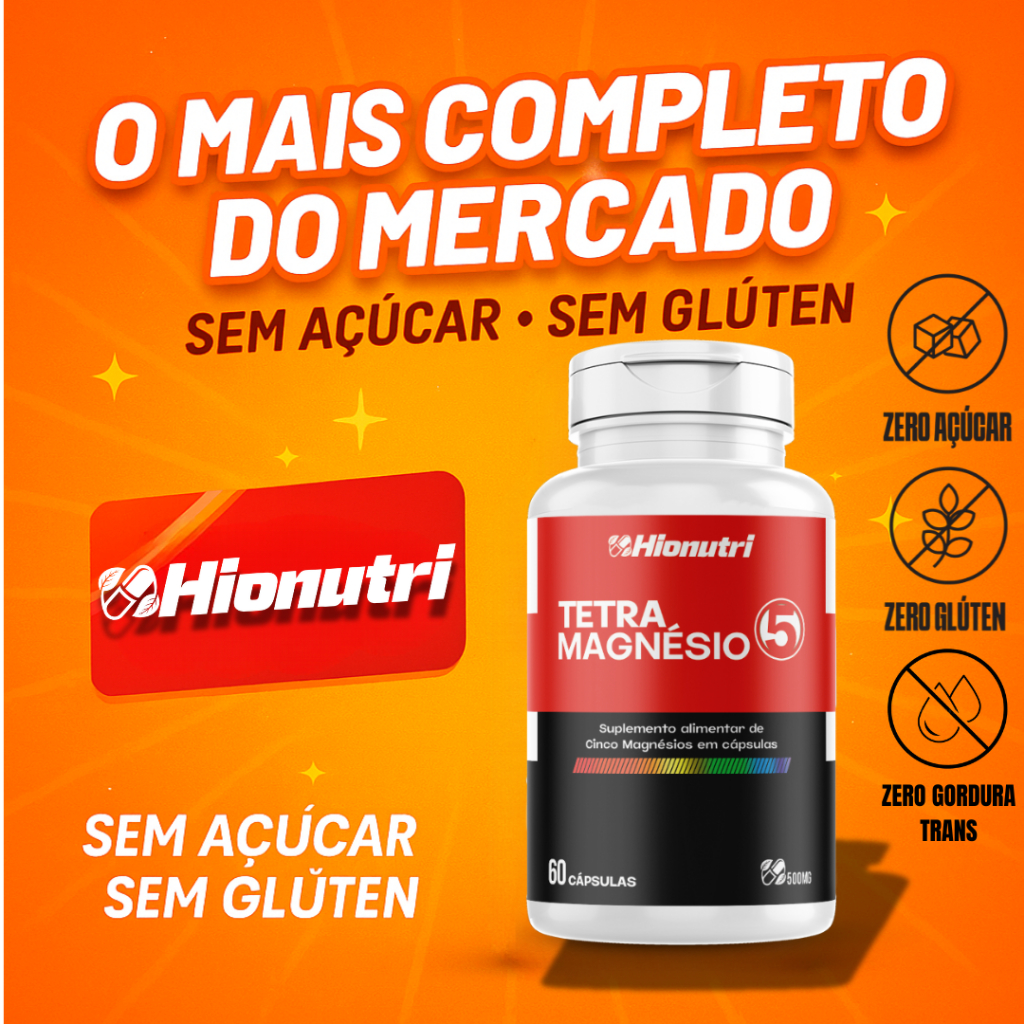 Tetra Magnésio 4 Tipos (Treonato + Quelato + Bisglicinato + Malato) 60 Cáps – Suplemento Alimentar Hionutri Sem Sabor em Oferta na Shopee