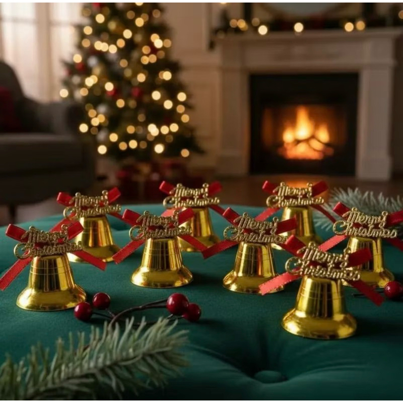 ENFEITE LAÇO SINO COM 12 PEÇAS | TAM.: 3CM | DECORAÇÃO DE ÁRVORE DE NATAL | CENÁRIO | FESTA | FANTASIA | SINO | SININHO