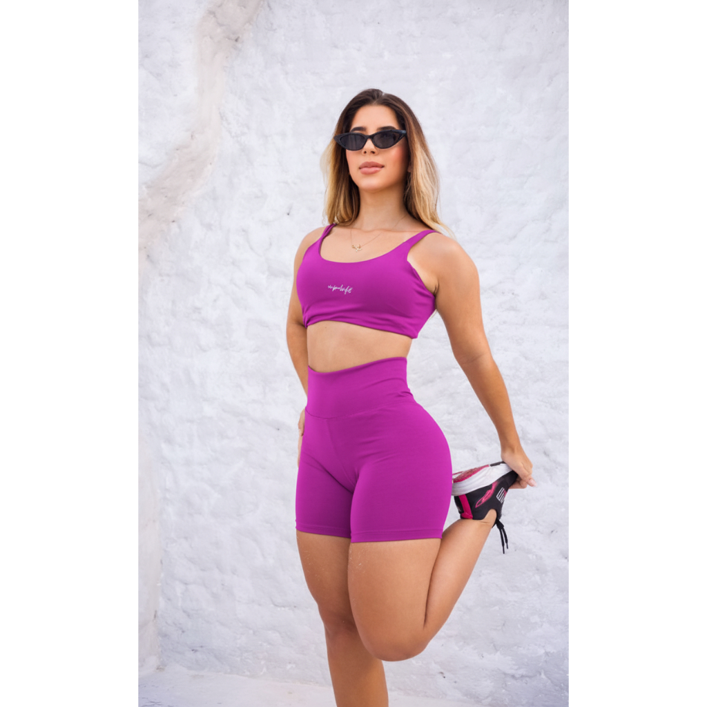 Conjunto Top Cropped Costa Nua +Short Modela Corpo Cintura Alta Suplex Premium Treino Fitness Gringa