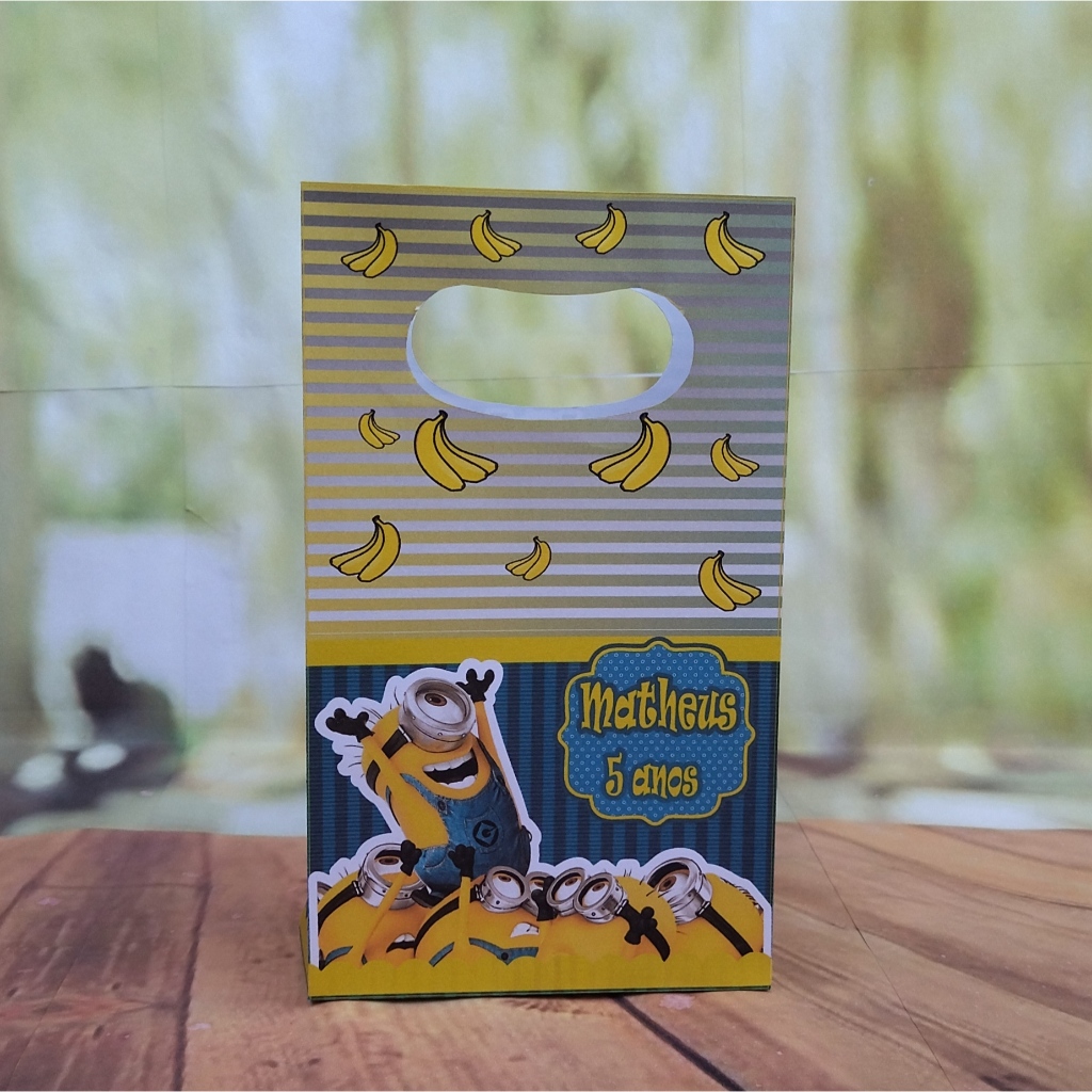 Sacolinha P Personalizada Tema Minions - Caixinhas para Festa Minions - Lembrancinha para Festa Infantil