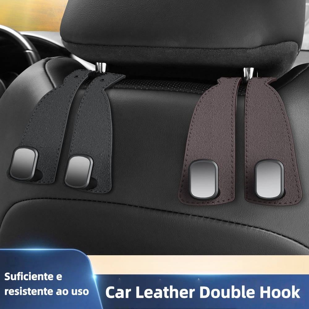 Gancho de Carro  em Couro - Robustos para Bolsas, Sacolas e Coisas - Organize seu Veículo em Oferta na Shopee