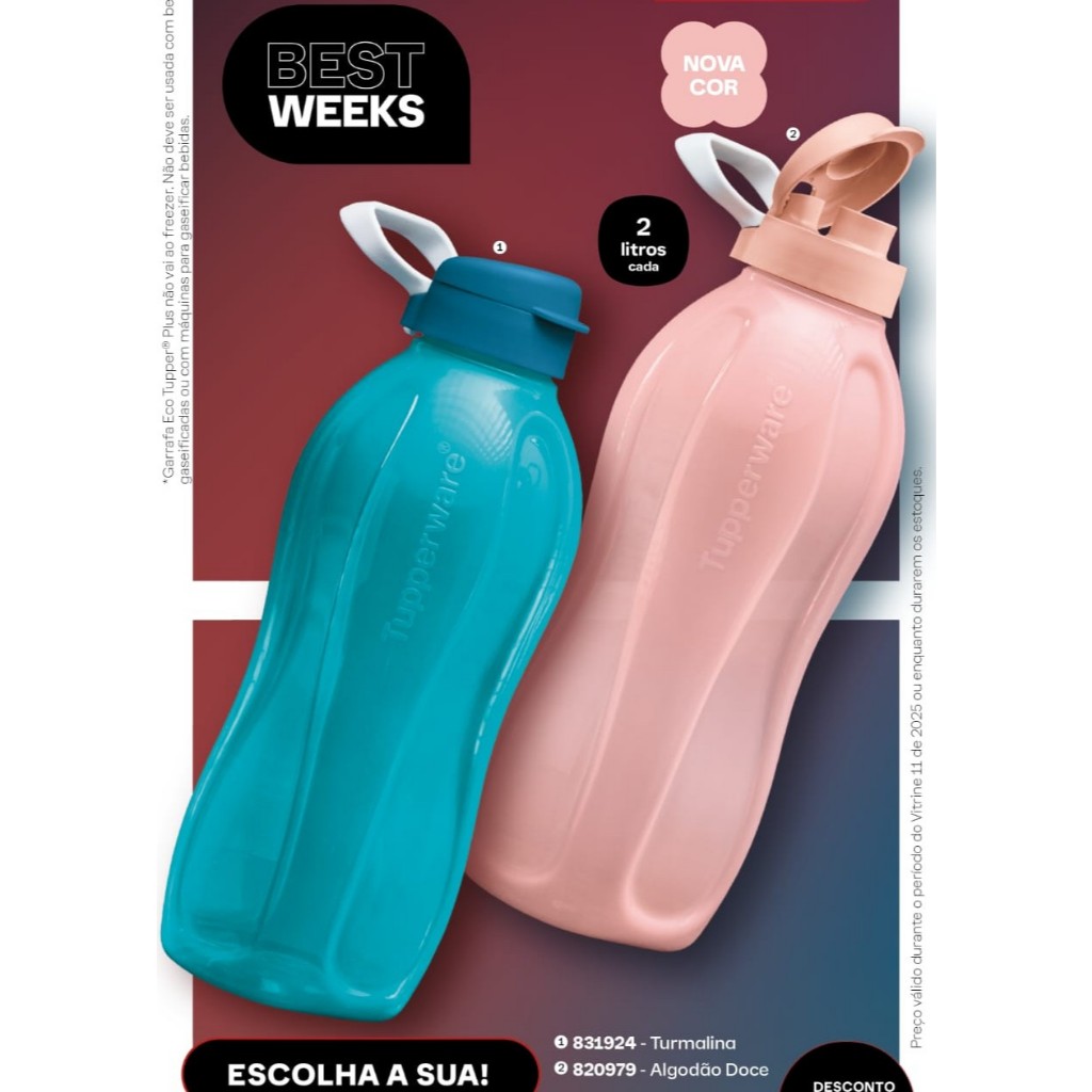 Garrafa Tupperware Eco Tupper Plus 2 litros - Azul Turmalina, Algodão Doce