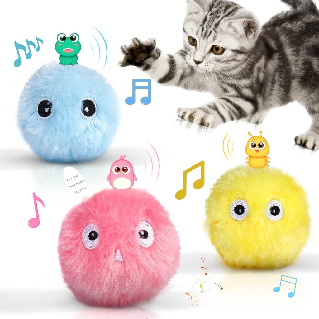 Bola De Pelúcia Fofa Para Gato, Brinquedos Realistas Chilrear, Sons Interativos, Bolas De em Oferta na Shopee