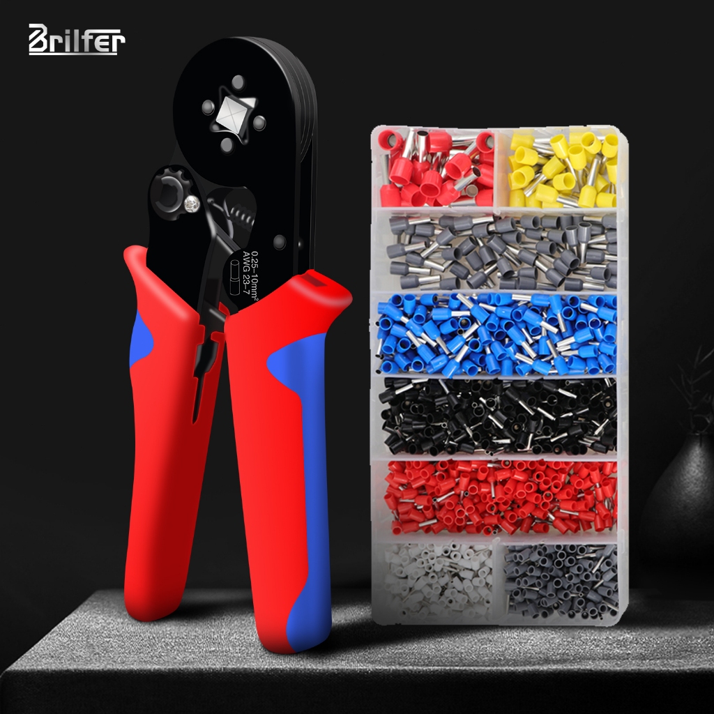 Alicate de Crimpagem Profissional + 1200 Terminais Tubulares - Kit Completo para Fios (6-4) em Oferta na Shopee