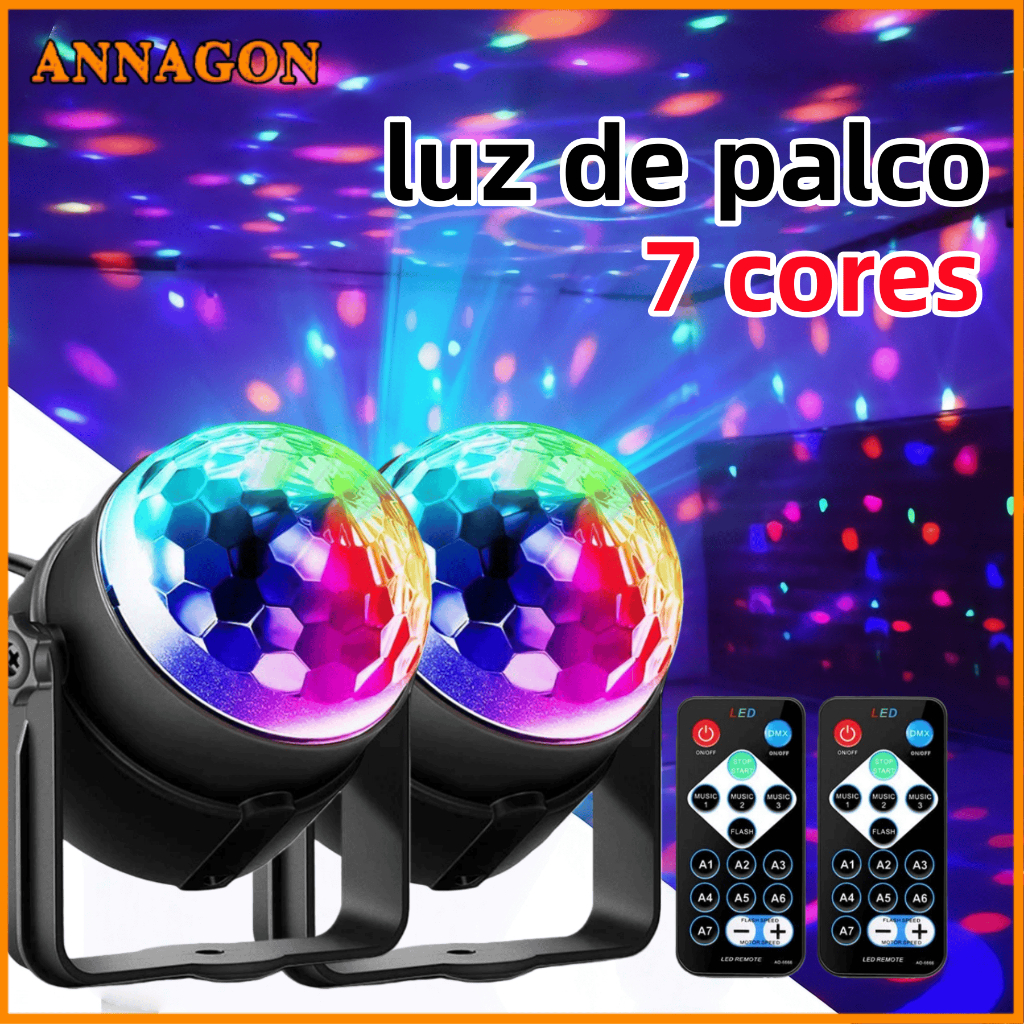 Globo LED RGB com Sensor de Som USB e Controle Remoto Luzes para Festas Discoteca e Eventos em Oferta na Shopee