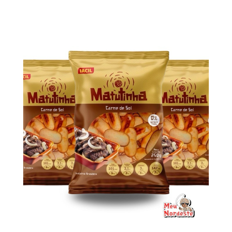 Bolacha Matutinha Carne de sol kit com 3 unidades 250g