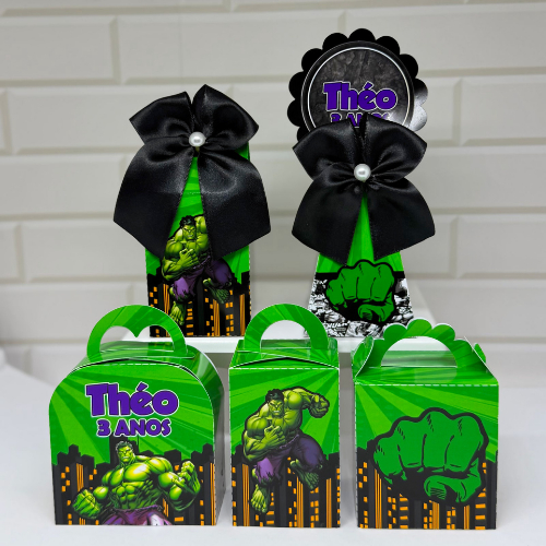 Kit Caixinhas Pegue e Monte Hulk pra Lembrancinha