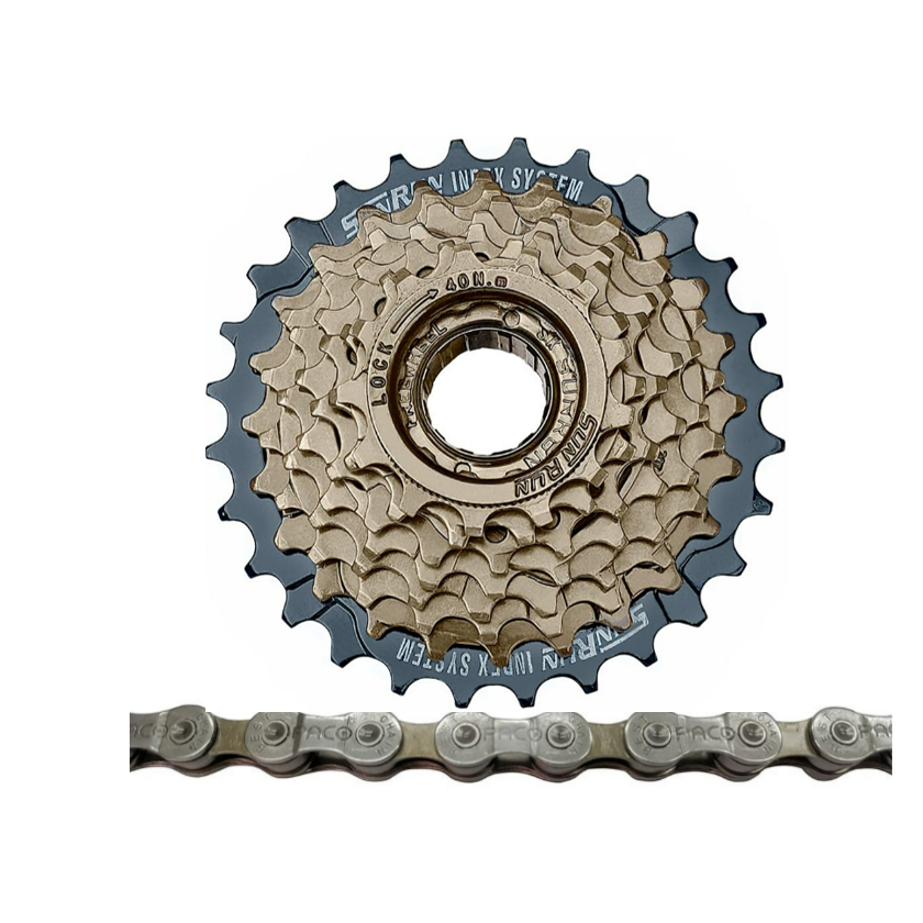 Roda Livre/catraca Rosca 8 Velocidades Index Bike + Corrente 24v PROMOÇAO
