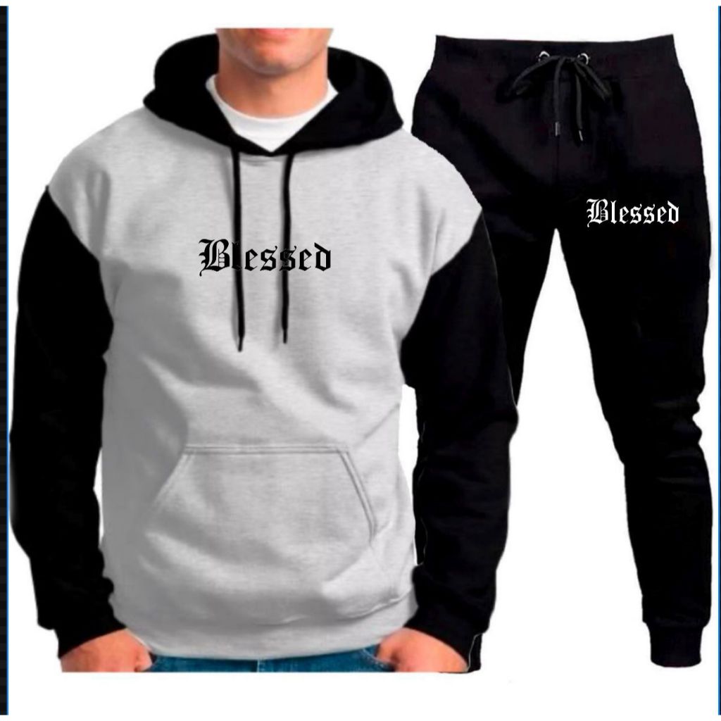 Conjunto Moletom Blusa + Calça Blessed Religião Promoção Inverno ENVIO IMEDIATO em Oferta na Shopee