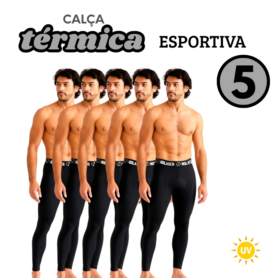 KIT 5 Calça Térmica Esportiva Segunda Pele MULTICOLORIDA Lazer / Caminhadas / Atividades ao Ar Livre