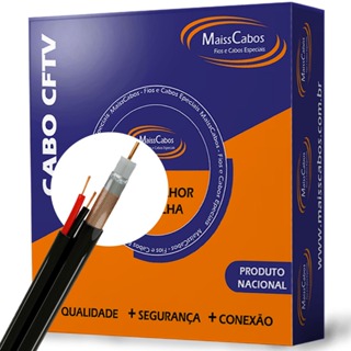 Cabo Cftv 100 metros Externo Preto p/ Camera Segurança Blindado Bipolar em Oferta na Shopee