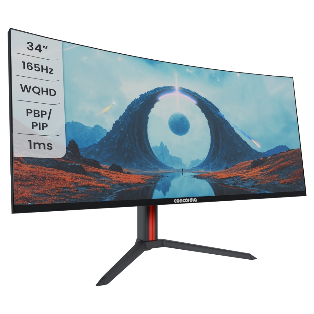 Monitor Concórdia Gamer Curvo Ultrawide UZ340 34'' WQHD 165hz 1ms 2*HDMI 2*DP SRGB 100% PIP/PBP Monitor Concórdia Gamer Curvo Ultrawide UZ340 34'' WQHD 165hz 1ms 2*HDMI 2*DP SRGB 100% PIP/PBP