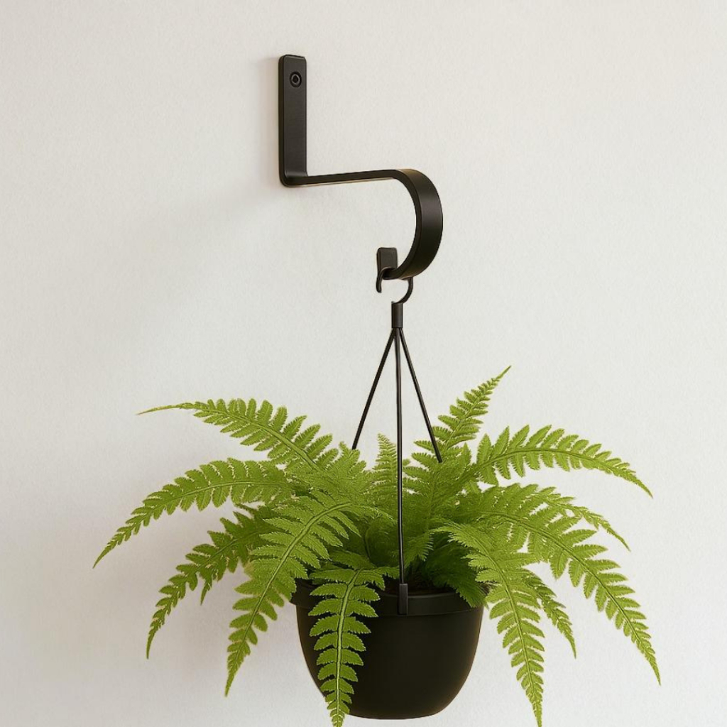 Suporte Vaso Planta Parede Preto Fosco Aço Resistente | Kit 1, 3 ou 6 Unidades | Decoração Jardim