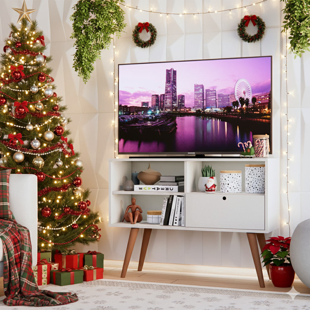 Rack Aparador p/ Televisão até 50 Polegadas Multiuso Pés Madeira Retro TV Móveis Bonatto em Oferta na Shopee