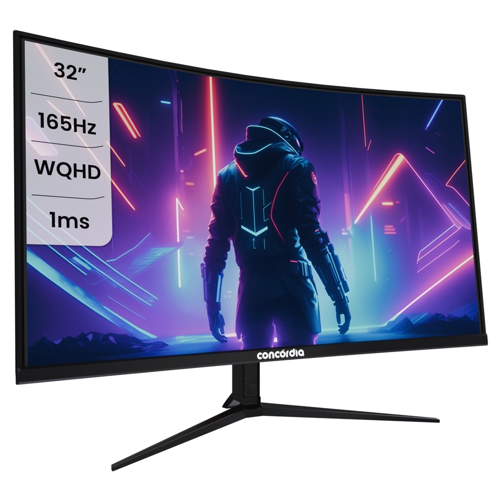 Monitor Concórdia Gamer Curvo C315Q  31.5'' 2K WQHD 165hz 1ms 2 HDMI DP Ajuste de Altura e Rotação em Oferta na Shopee