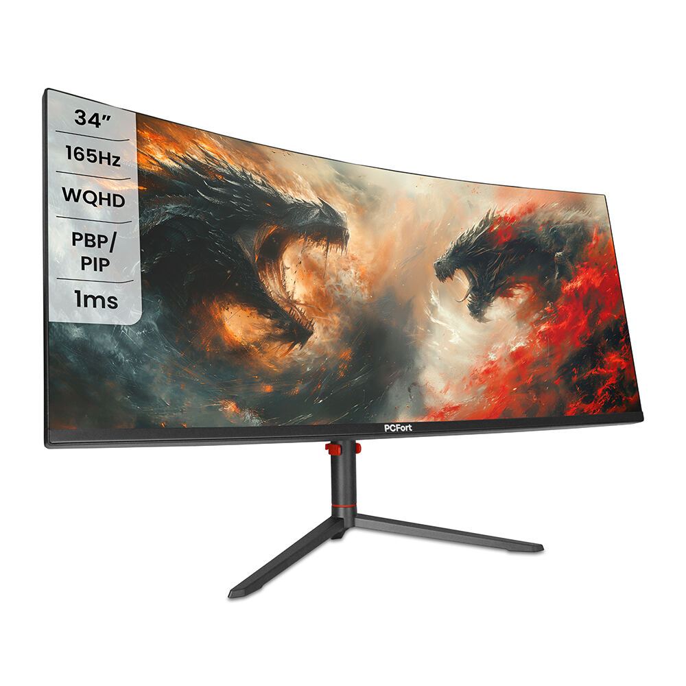 Monitor Gamer Curvo PCFort W340I165 34" Ultrawide QHD 1ms 165Hz 99% sRGB Free-sync/Gsync HDR em Oferta na Shopee