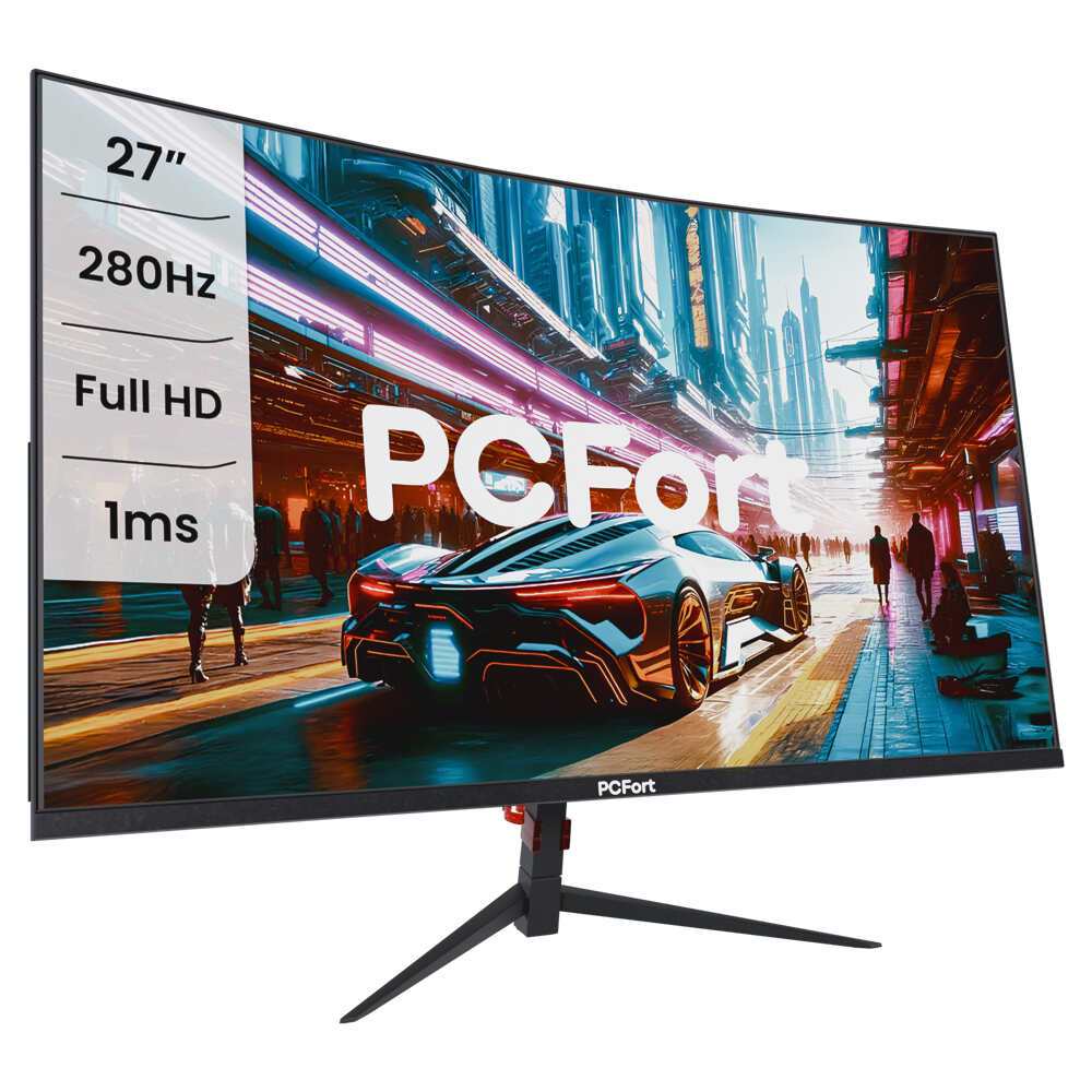 Monitor Gamer Curvo PCFort U270F 27" 1ms 280Hz LED Full HD 100% sRGB 2xHDMI 2xDisplay Port Freesync/Gsync em Oferta na Shopee