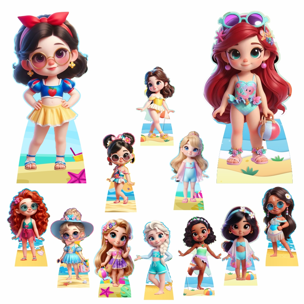 Super kit 12 Princesas cute na Piscina totens de decoração temática modelo1