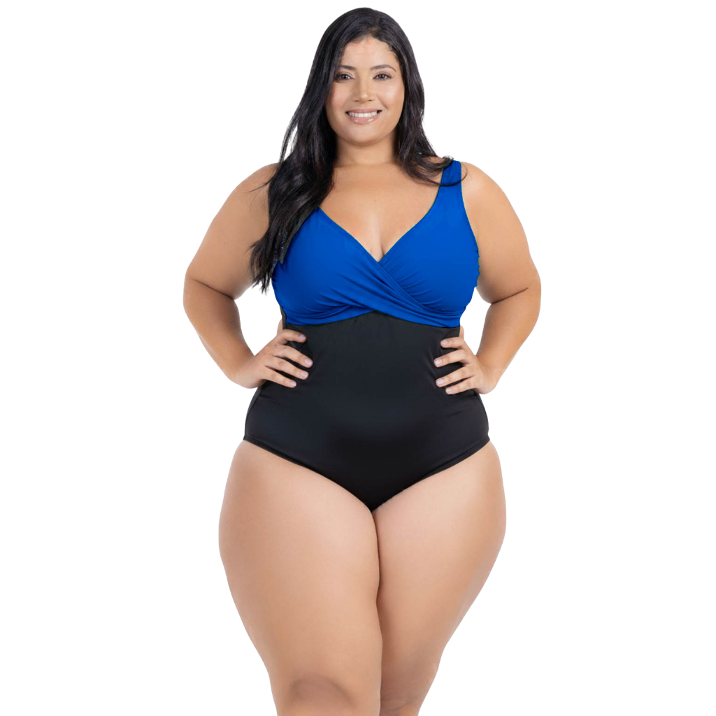 Maiô Body Plus Size Feminino Chapa Barriga Bojo Transpassado Liso Hidroginástica Moda Praia